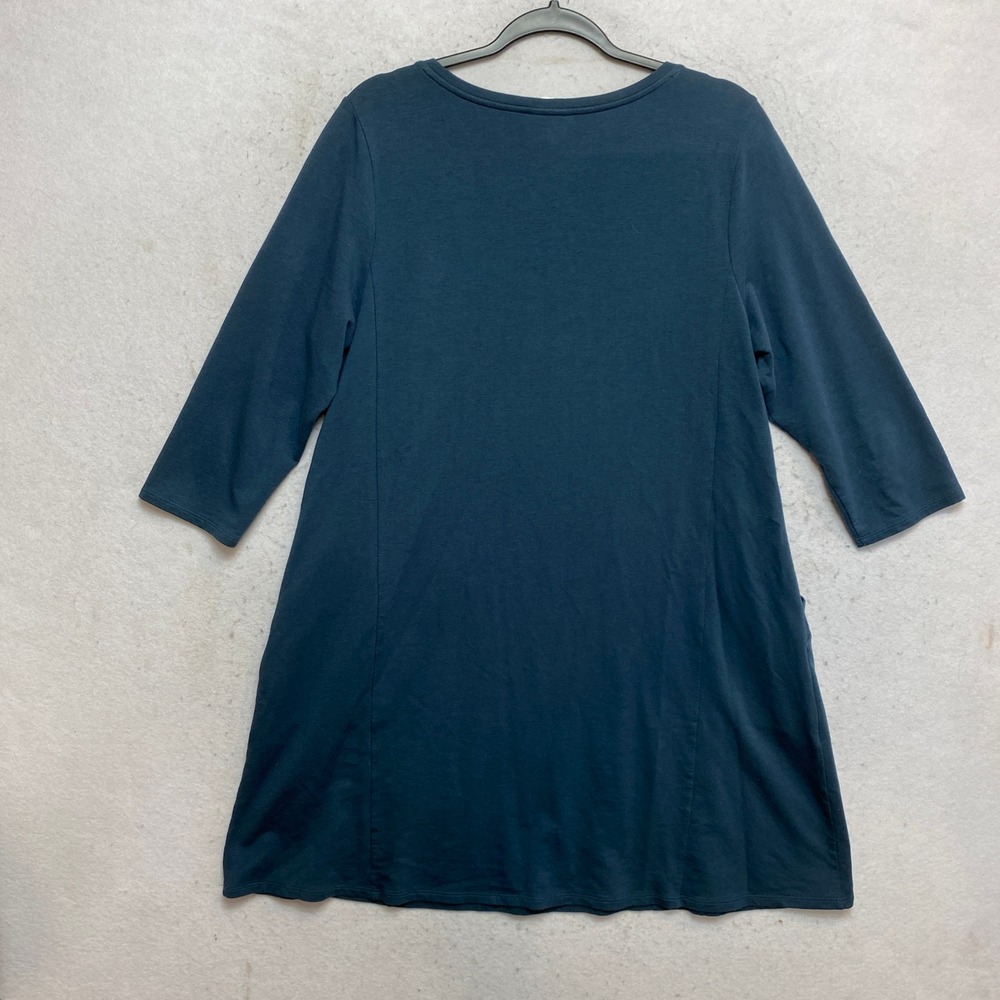 Pure Jill J. Jill Tunic Dress Women Large Blue French Terry 3/4 Sleeve Pocket - Picture 10 of 10